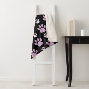 Cobertor Sherpa Padrão De Patas, Patas Liláticas, Patas Cachorros,