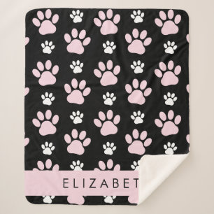 Cobertor Sherpa Padrão De Patas, Patas Rosa, Patas Cachorros, Seu 
