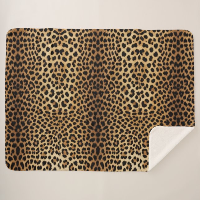 Cobertor Sherpa Padrão de Pele de Leopardo (Frente (Horizontal))