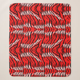 Cobertor Sherpa Padrão de Pele de Tigre Vermelho Design