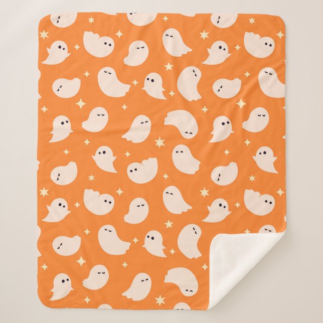 Cobertor Sherpa Padrão de porta fantasma laranja (Frente)