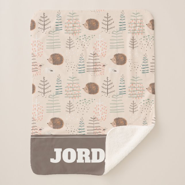 Cobertor Sherpa Padrão de Porte da Floresta em Cute (Frente)