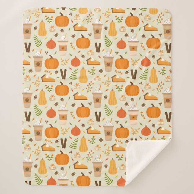 Cobertor Sherpa Padrão de queda de laranja divertido (Frente)