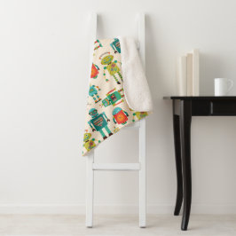 Cobertor Sherpa Padrão de retrorobôs coloridos