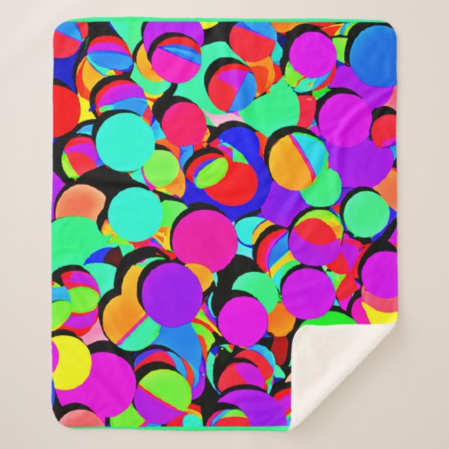 Cobertor Sherpa Padrão de Revival Retroativo Colorido Vibrante (Frente)