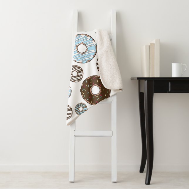 Cobertor Sherpa Padrão De Rosquinhas, Rosquinhas Azuis, Rosquinhas (In Situ)