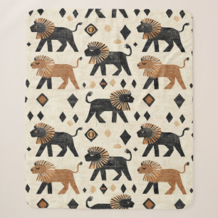 Cobertor Sherpa Padrão de Safari Tribal Leão Boho