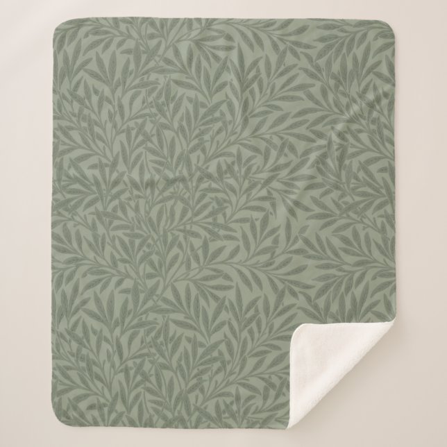 Cobertor Sherpa Padrão de Salgueiro William Morris Antigo Verde Sa (Frente)