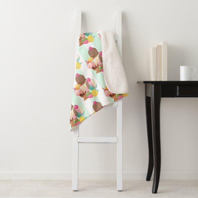 Cobertor Sherpa Padrão de Sorvete Cute (In Situ)