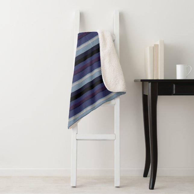 Cobertor Sherpa Padrão de Stripe Manteiga Vermelha Azul Roxo Branc (In Situ)