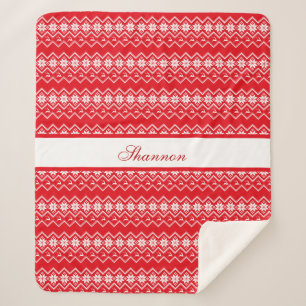 Cobertor Sherpa Padrão De Suéter Vermelho E Branco Personalizado
