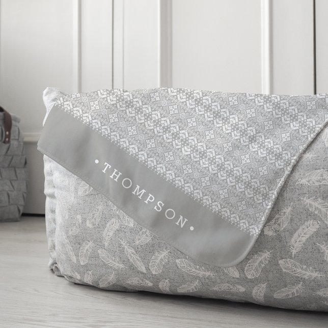 Cobertor Sherpa Padrão de Sweater Nórdico da cinza Personalizado (Criador carregado)