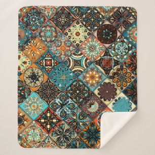 Cobertor Sherpa Padrão de tangerina floral sem costura. Colorida 