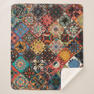 Cobertor Sherpa Padrão de tangerina floral sem costura. Colorida m