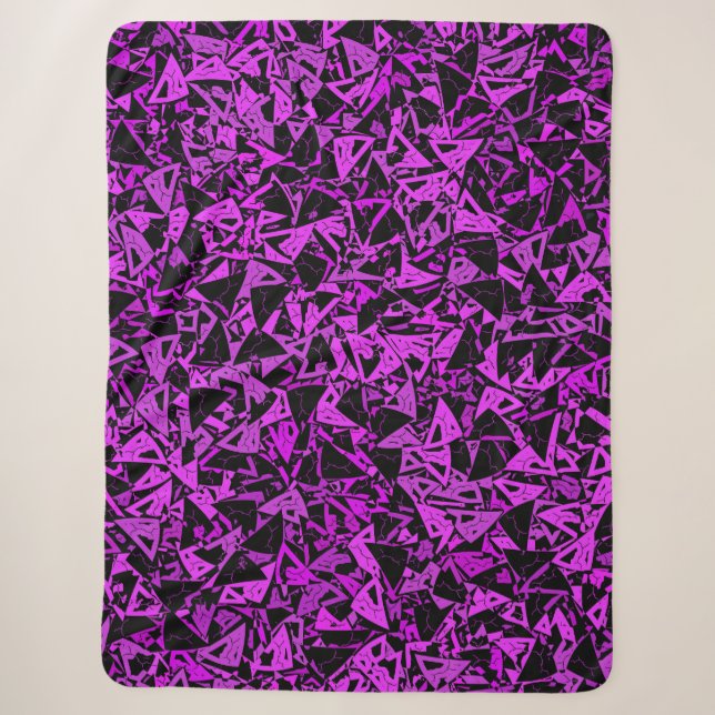 Cobertor Sherpa Padrão de Triângulo Preto Roxo (Frente)