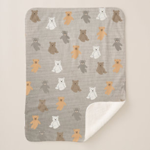 Cobertor Sherpa Padrão de Urso Bonito
