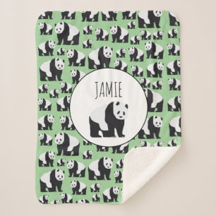 Cobertor Sherpa Padrão de Urso de Panda Bonito