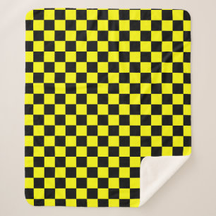 Cobertor Sherpa Padrão de Verificação Preto Amarelo