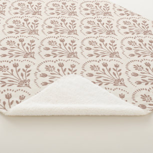 Cobertor Sherpa Padrão de vieira floral castanho quente texturizad