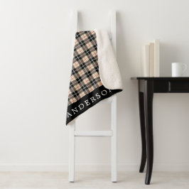 Cobertor Sherpa Padrão de Xadrez Thompson Camel Tartan Personaliza