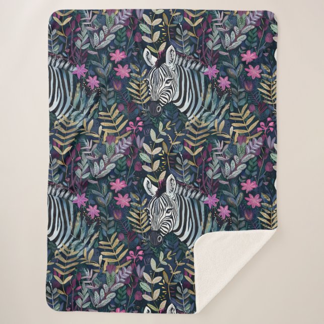 Cobertor Sherpa Padrão de zebra chinesa (Frente)