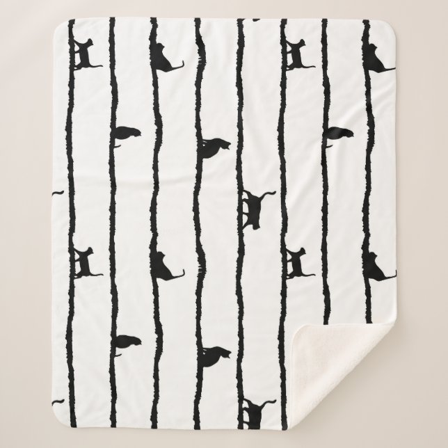 Cobertor Sherpa Padrão Desenhado de Abstrato de Faixa Silhueta de  (Frente)