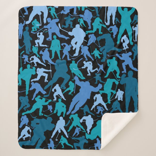 Cobertor Sherpa Padrão do jogador de hóquei (Frente)
