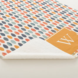 Cobertor Sherpa Padrão do Monograma Botânico Folheto Laranja-Claro