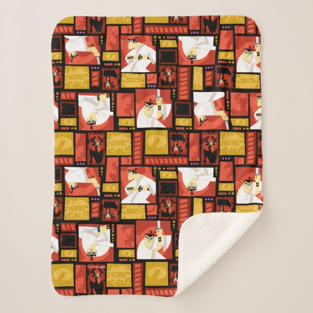 Cobertor Sherpa Padrão do painel de artes de caracteres Samurai Ja (Frente)