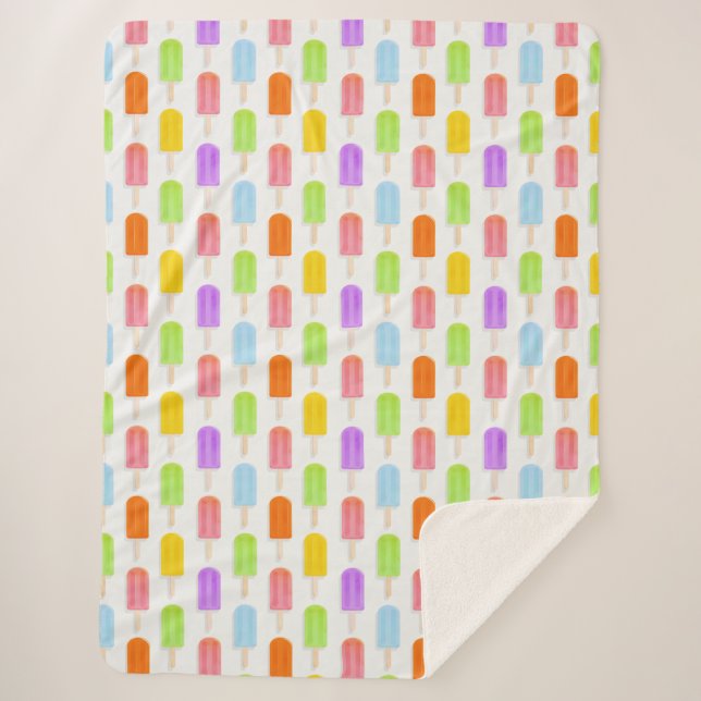 Cobertor Sherpa Padrão do Rainbow Popsicles de Verão (Frente)