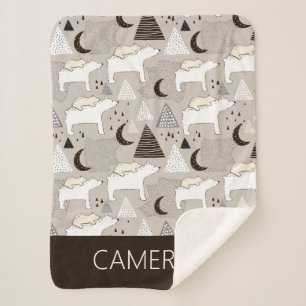 Cobertor Sherpa Padrão do Urso do Pavimento da Porta-Gama