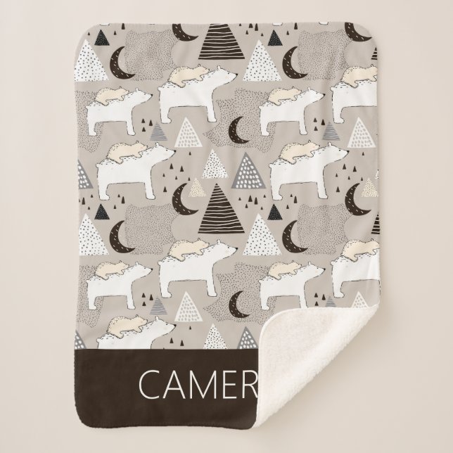 Cobertor Sherpa Padrão do Urso do Pavimento da Porta-Gama (Frente)