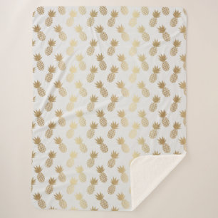 Cobertor Sherpa Padrão Dourado de abacaxi