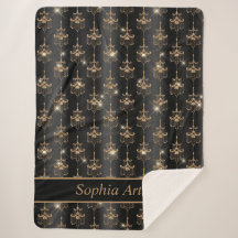 Padrão Dourado de Chandelier Sparkle Preto