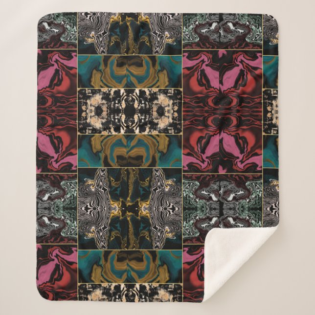 Cobertor Sherpa Padrão Elegante Abstrato MARBLE (Frente)