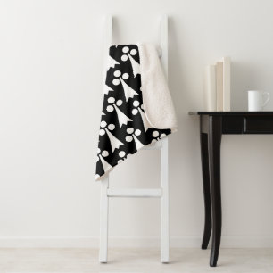 Cobertor Sherpa Padrão Ermine, Padrão Medieval, Branco em Preto