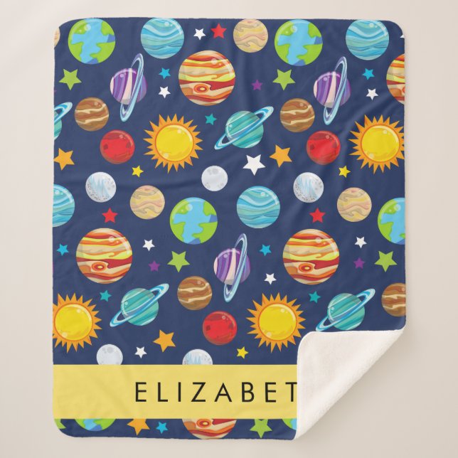Cobertor Sherpa Padrão Espacial, Planetas, Estrelas, Cosmos, Seu N (Frente)