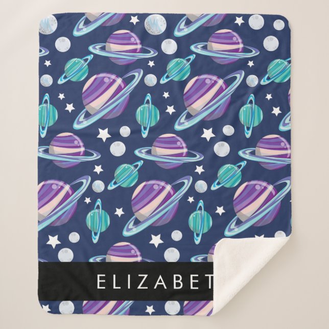 Cobertor Sherpa Padrão Espacial, Planetas, Estrelas, Galáxias, Seu (Frente)