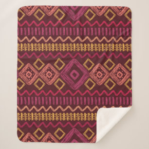 Cobertor Sherpa Padrão étnico desenhado à mão: abstrato sem proble