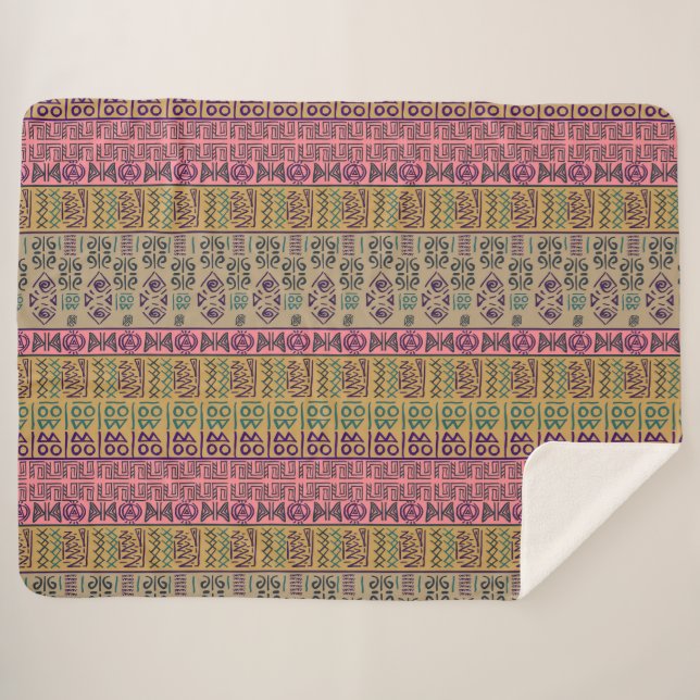 Cobertor Sherpa Padrão Étnico Tribal (Frente (Horizontal))