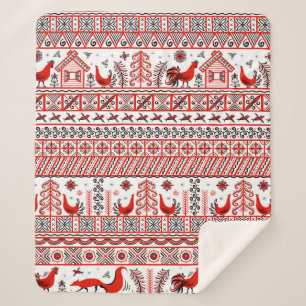 Cobertor Sherpa Padrão étnico tribal vermelho sem costura