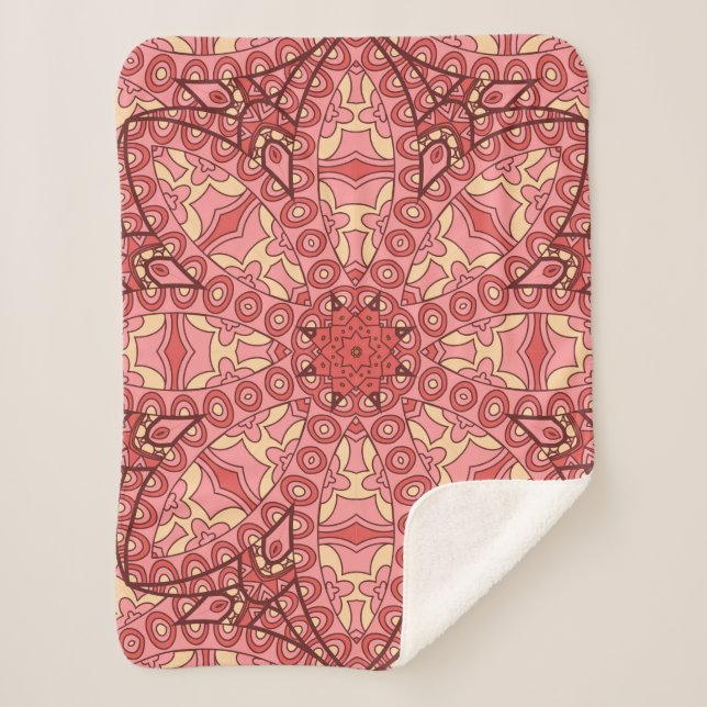 Cobertor Sherpa padrão étnico uniforme de abstrato flor mandala (Frente)