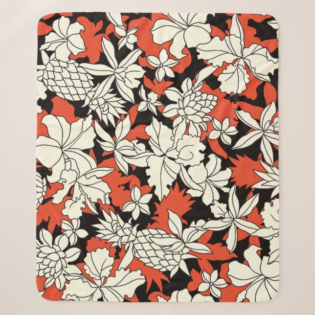 Cobertor Sherpa Padrão Exótico Sem Olhos De Flor Tropical (Frente)