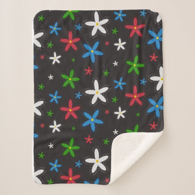 Cobertor Sherpa Padrão Floral (Frente)