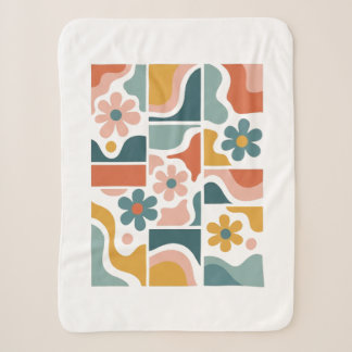Cobertor Sherpa Padrão Floral Boho Retro dos Anos 70 Grade de Flor