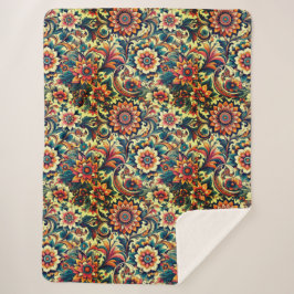 Cobertor Sherpa Padrão floral colorido gerado pelo Ai