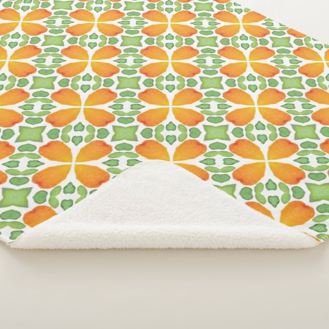Cobertor Sherpa Padrão floral cor de laranja (3/4)
