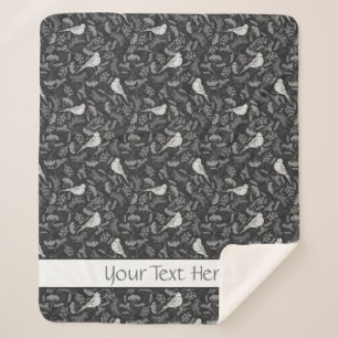 Cobertor Sherpa Padrão Floral das Aves Brancas Brilhantes e de In