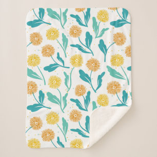 Cobertor Sherpa Padrão Floral de Dandelion Amarelo - Inspirado na 
