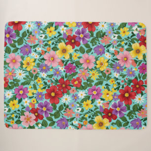 Cobertor Sherpa Padrão Floral de Jardim de Flores Silvestres Vibra
